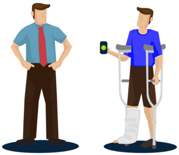 Injured Employee With Crutches Workers Comp Illustration