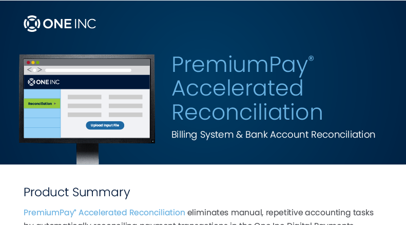 PremiumPay® Accelerate Reconciliation Datasheet Illustration